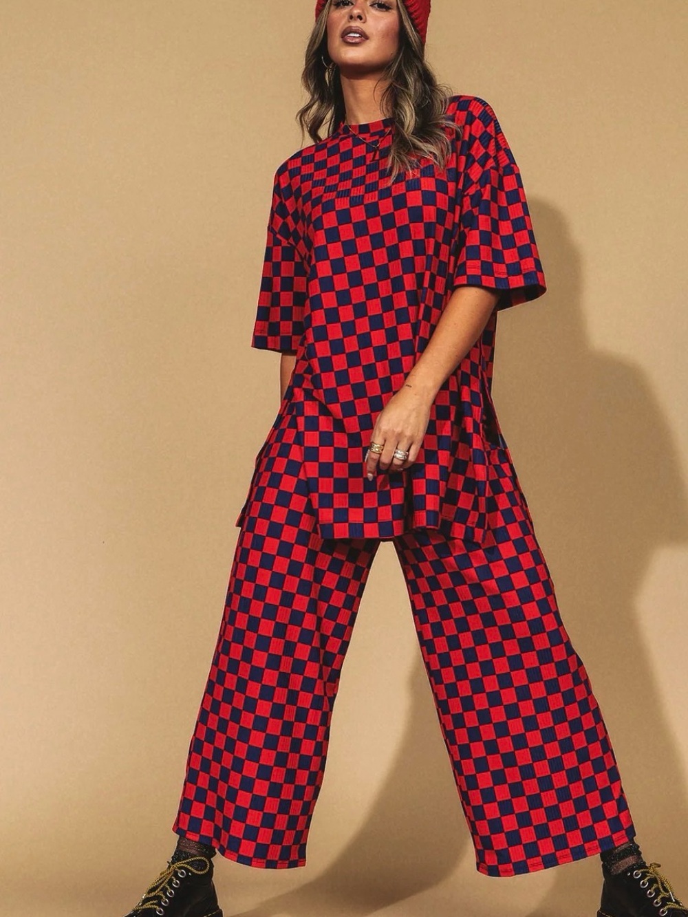 Dressed in LALA Red & Blue Checkerboard Playsuit Top Only Size XL - Picture 6 of 6